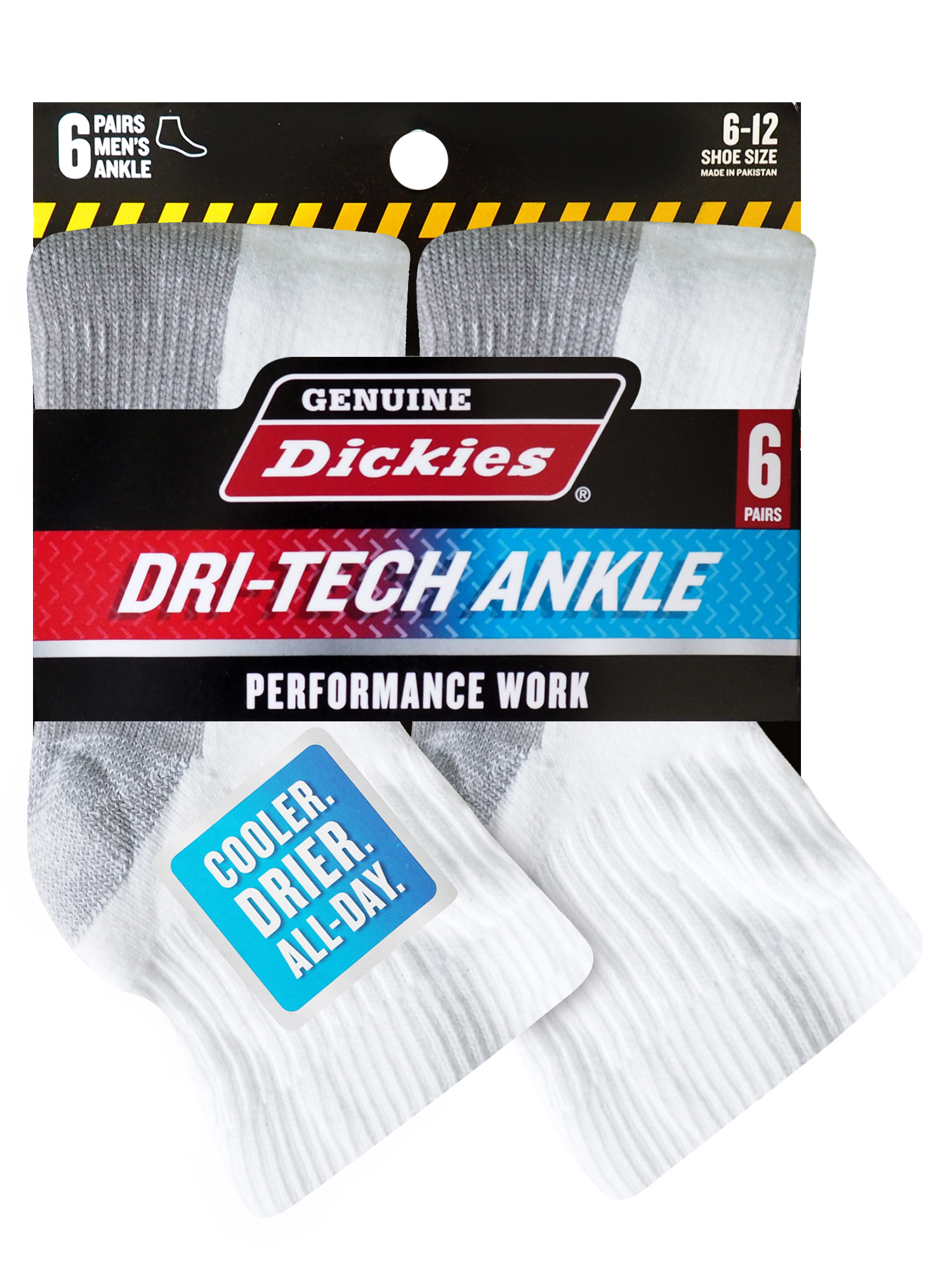 Dickies Men's Dri-Tech Moisture Control Quarter Socks, 6-Pack photo 1