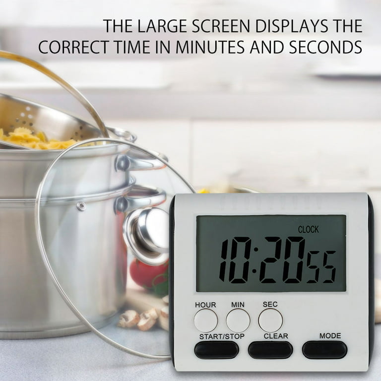 H&S Magnetic Digital Kitchen Timer & Alarm Clock - White Classroom  Countdown Timer with Large LCD Digits Display & AAA Battery Included -  Cooking