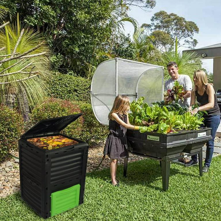 VEVOR Garden Compost Bin 80 gal. BPA Free Composter Large Capacity Outdoor Composting Bin with Top Lid and Bottom Door