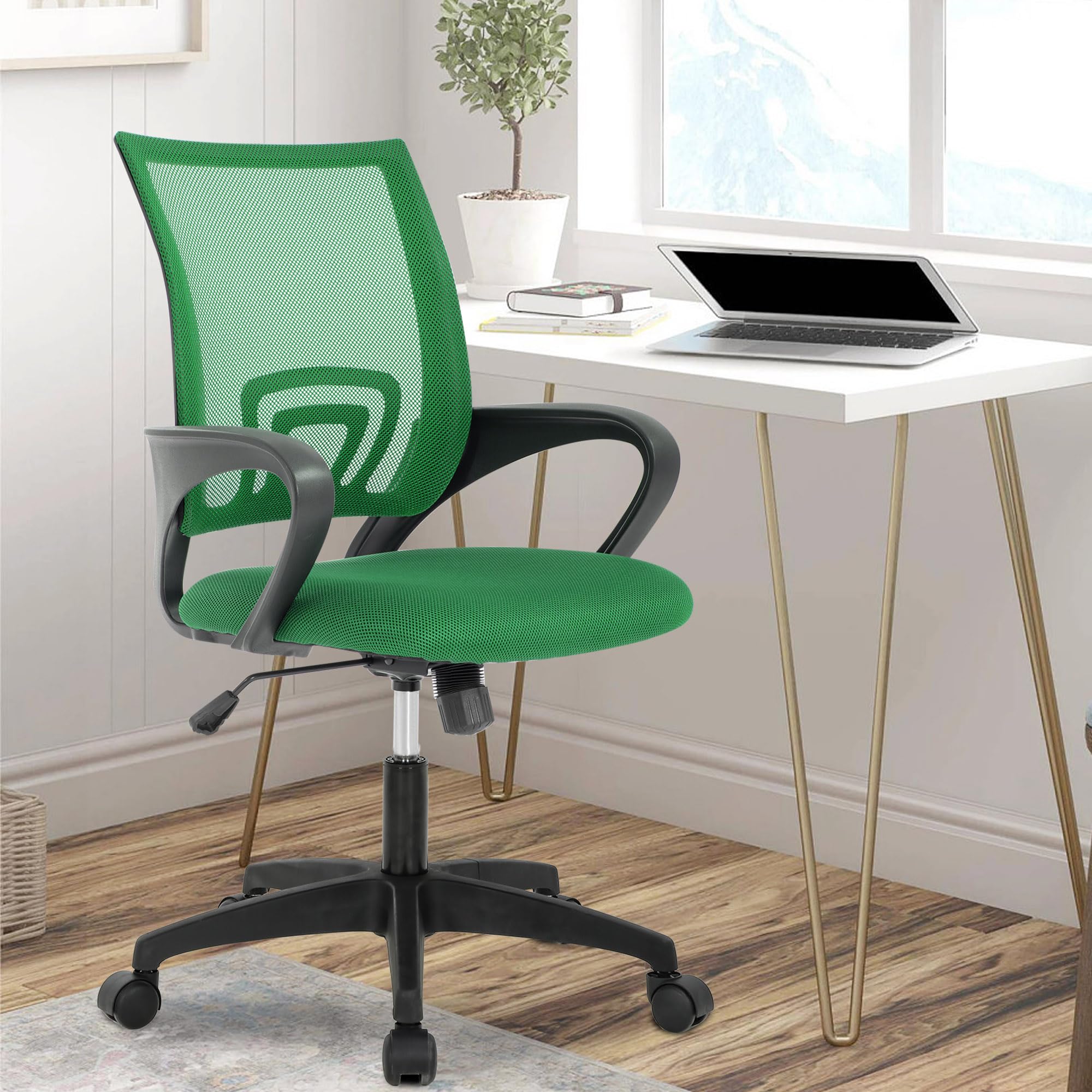 YRLLENSDAN Conference Room Chair Mesh Office Chair with Wheels Rolling Desk Chair with Arms Mesh Computer Chair for 250lb Adults Study Chair Adjustable Height,Green