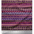 thumbnail image 1 of Soimoi Purple Velvet Fabric Aztec Geometric Print Sewing Fabric Yard 58 Inch Wide, 1 of 3