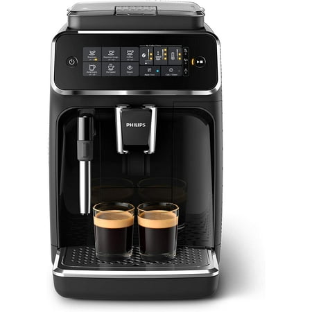 

PHILIPS 3200 Series Fully Automatic Espresso Machine - LatteGo Milk Frother & Iced Coffee 5 Coffee Variaties Intiutive Touch Display Black (EP3241/74)