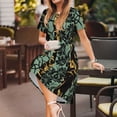 thumbnail image 3 of Sikiie Lilies Flowers Print Women's Short-sleeved Dress, Round Neck Slim Knee-length Dress, Summer Clothing Suitable for Daily Leisure and Vacation, 3 of 6
