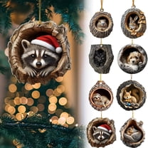 8PCS Forest Animal Acorn Ornaments – Cozy Woodland Christmas Decorations, Acrylic Raccoon, Squirrel, Rabbit, Black Cat, Puppy, Sloth Tree Ornaments, Rustic Nature-Themed Home Décor & Gifts