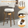 thumbnail image 5 of WOOW DEPOT PU Swivel Bar Stools Set of 2, 29" Seat Height Modern Upholstered Bar Chairs w/ Mid-back Round Seat Walnut Legs Leather Island Stools for Kitchen Counter, 5 of 11