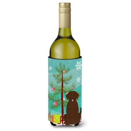 

Carolines Treasures BB4181LITERK Merry Christmas Tree Chocolate Labrador Wine Bottle Beverge Insulator Hugger Wine