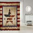 thumbnail image 2 of Shower Curtain American Flag Bathroom Shower Curtain Sets,USA Federations Stars and Stripes Fabric Shower Curtain Retro Wooden Plank Style Bath Curtain 72"Wx84"L, 2 of 4