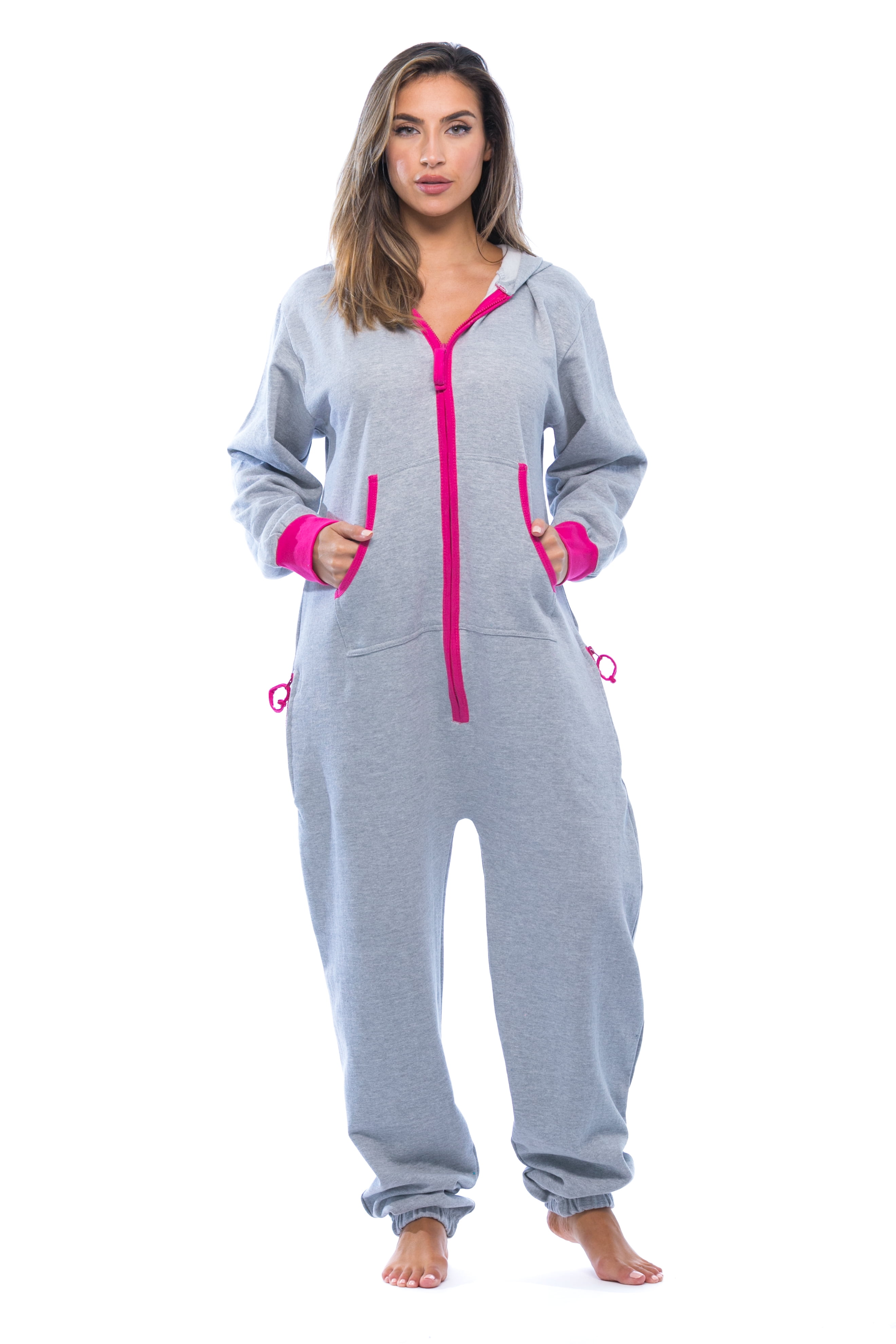 #FollowMe Adult Onesie Pajamas / Jumpsuit Heather / Fuchsia, X-Small) - Walmart.com