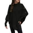 thumbnail image 2 of Pullover Sweaters for Women 2025 Long Batwing Sleeve Turtleneck Button Cable Knit Sweater Tops Fall Winter Outfits, 2 of 6