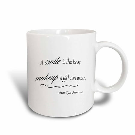 3dRose A smile is the best makeup a girl can wear, Marilyn Monroe quote, Ceramic Mug, (Best Sunscreen To Wear Under Makeup)