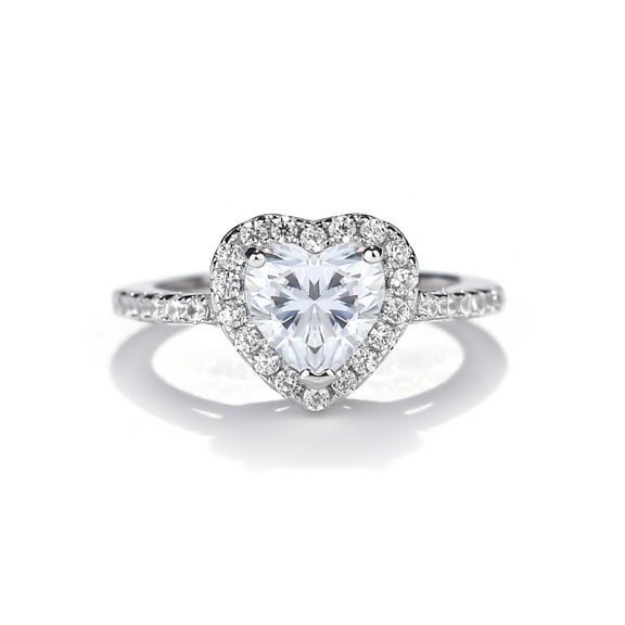 1 Carat Moissanite Rings for Women D Color VVS1 925 Sterling Silver Heart Cut Moissanite Promise Rings Lab Created Diamond Wedding Rings Simulated Diamond Engagement Ring
