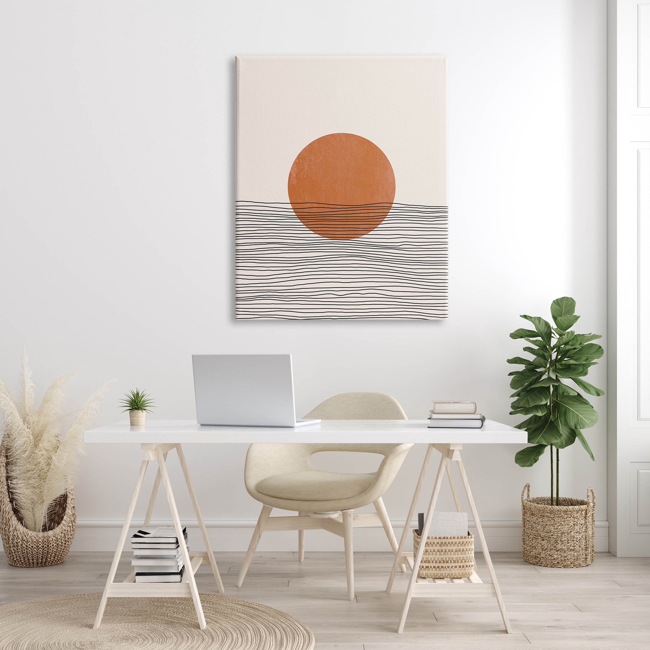 Stupell Industries Circle Shape Layered Stripes Lines Graphic Art Gallery Wrapped Canvas Print Wall Art, Design by JJ Design House LLC