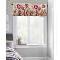 thumbnail image 4 of Curtain Valance for Windows Country Tulip Flowers Red Purple Kitchen Valances Rod Pocket Short Curtains,Pastoral Botanical Retro Linen Window Treatment Panel for Living Room Bathroom Bedroom 42x12in, 4 of 8