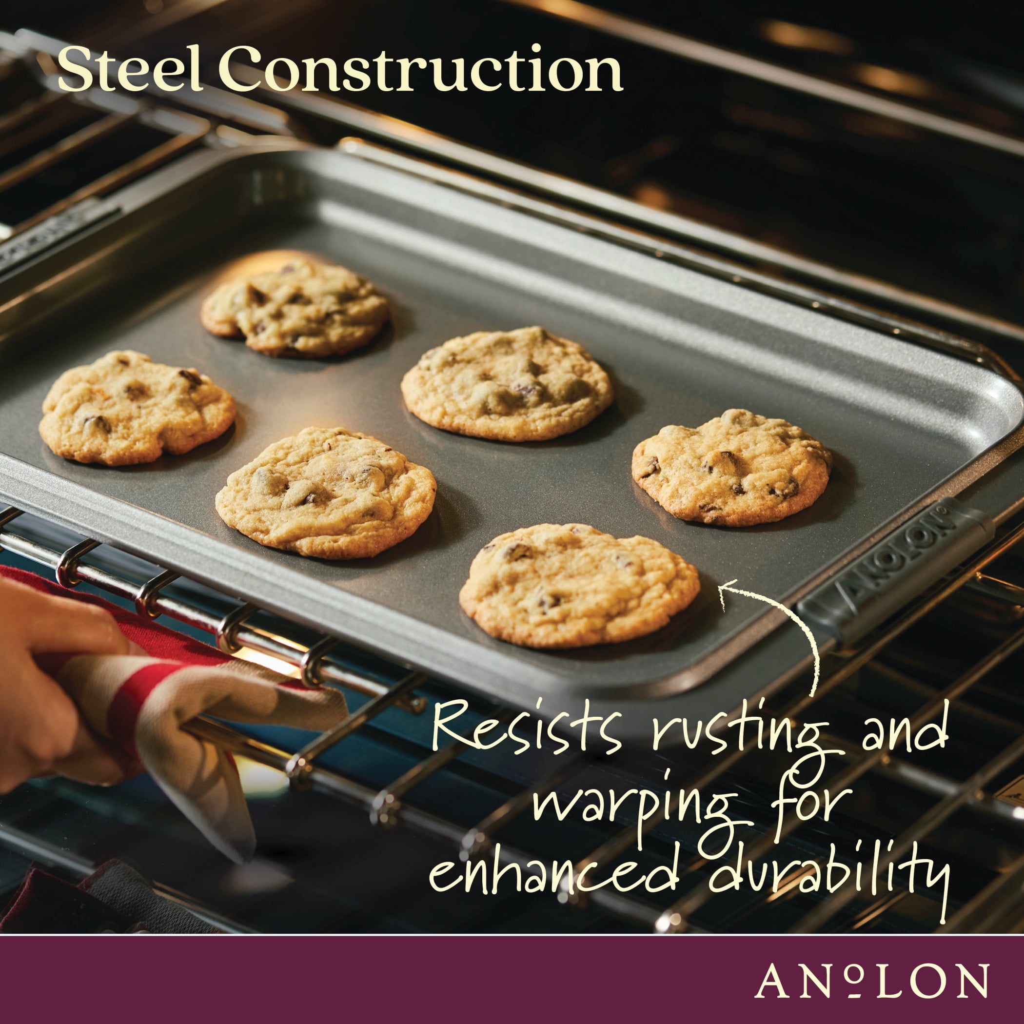 Anolon Advanced Nonstick Bakeware Baking Sheet and Cooling Rack Set, 11-Inch x 17-Inch, Gray