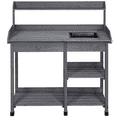 thumbnail image 3 of Renwick Fir Garden Potting Bench w/Sink Drawer Rack Shelves,Gray, 3 of 9