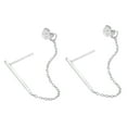 thumbnail image 3 of AeraVida Trendy Sterling Silver Sleek Bar and Chain Loop Front to Back Earrings, 3 of 5