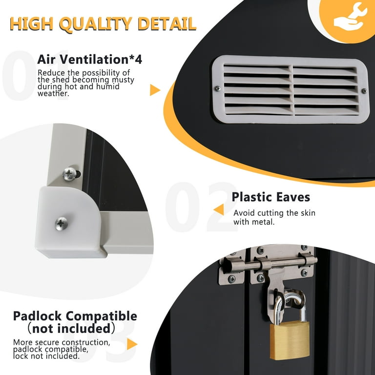 Aoxun 10'x 8' Metal Outdoor Shed with Base Frame, Lockable Door