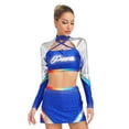 thumbnail image 2 of iiniim 2 Piece Women Cheer Leader Costume Top Skirt Cosplay Cheer Halloween Cheerleading Party Royal Blue XL, 2 of 7