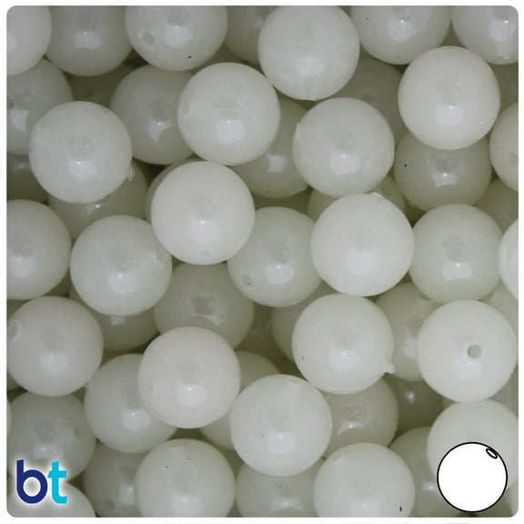 BeadTin Night Glow-in-the-Dark 12mm Round Plastic Beads (60pcs)
