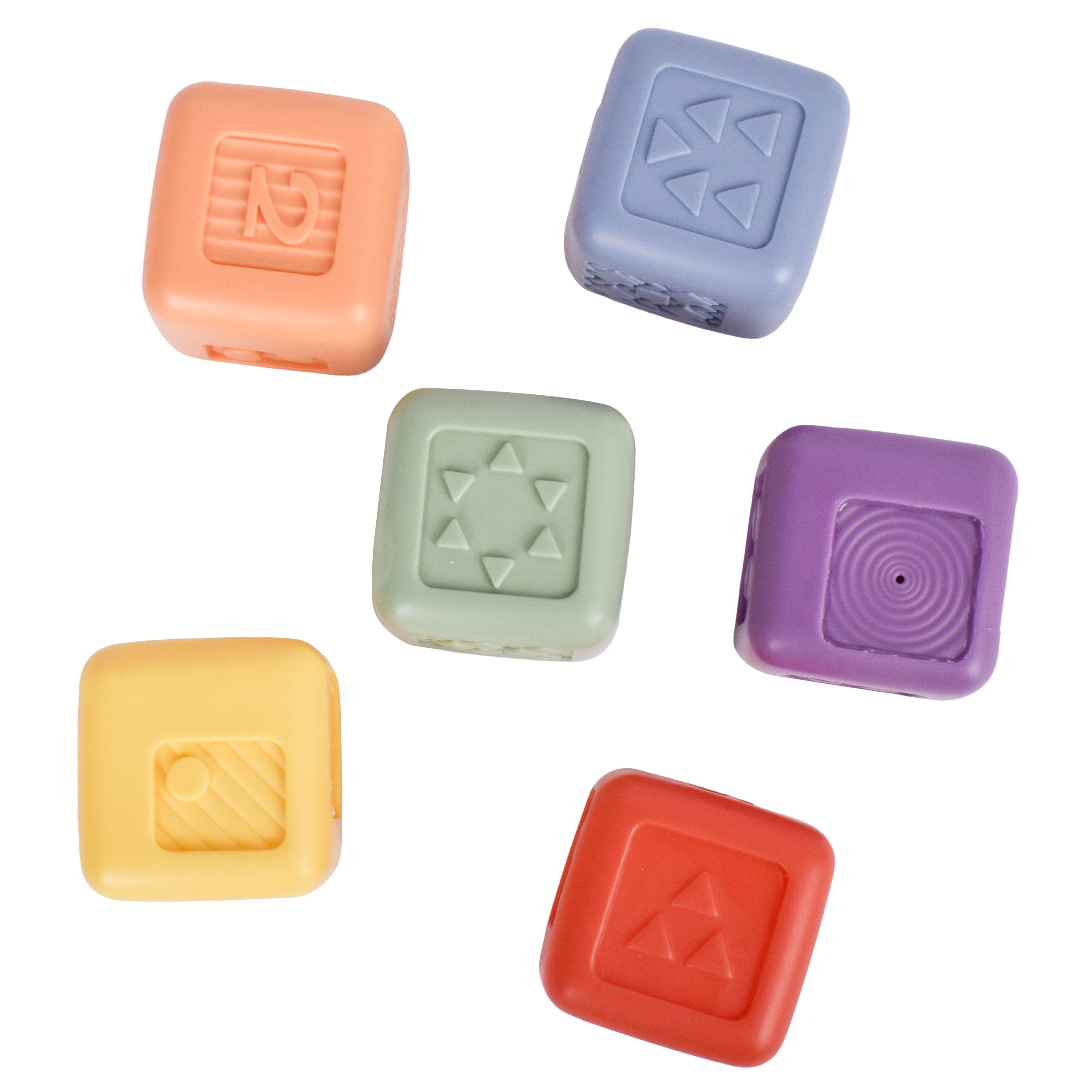 Hopscotch Lane Stack-n-Squirt Blocks - 6 Pack  Soft Plastic Bath Squirters, Baby & Toddler 6+ Months