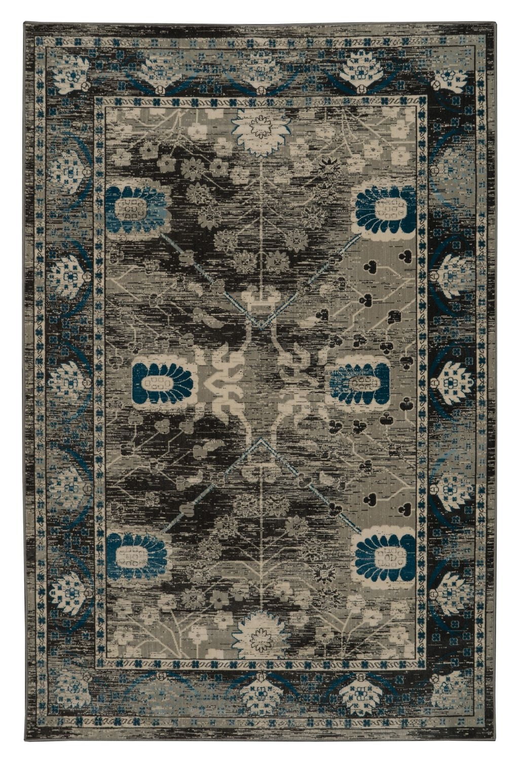 Vintage Ziegler Grey & Blue 2' x 3' Accent Rug