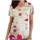 thumbnail image 2 of Camisas de Mujer Fiudx Tops de Manga Corta con Cuello En V Estampado Navideño con Blusa de Bolsillo, 2 of 5