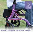 thumbnail image 6 of COSYWILL Walker with Seat,Foldable Rollator Walker,10" Wheels,Height Adjustable,Removable Back Support, 300 lbs,Purple, 6 of 9