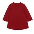 thumbnail image 3 of DuoJiaJ Round Neck 3/4 Sleeve Pleated Front Line T Shirt Women’s T-Shirts Red, 3 of 3