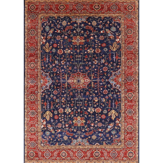 Ahgly Company Indoor Rectangle Mid-Century Modern Dark Almond Brown Oriental Area Rugs, 7' x 10'