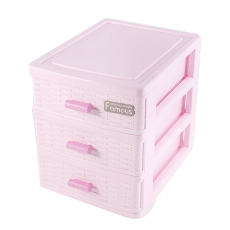 Unique Bargains Mini Cabinet 3 Layers Make up Necklace Bracelet Storage Box Case Pink