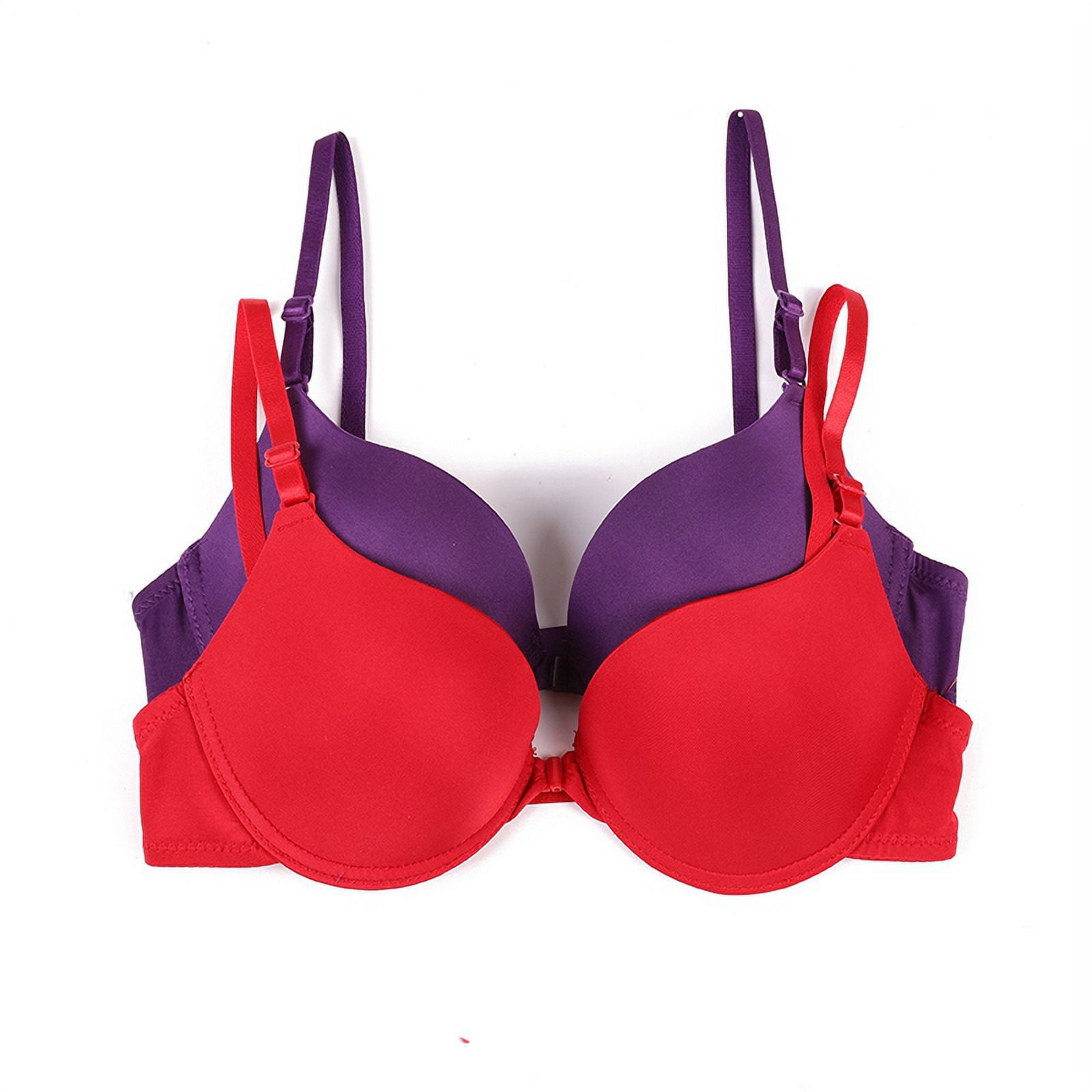 Promotion Clearance Sexy Padded Push Up Bras Women Seamless Bra Lingerie  Backless Bralette Front Closure Brassiere Adjustment Underwear Female red  80B 