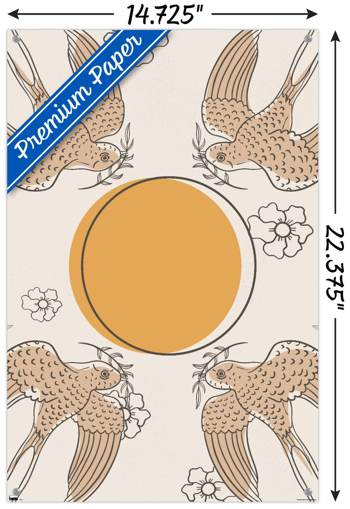 Birds Fly To The Sun Wall Poster with Push Pins, 14.725" x 22.375"