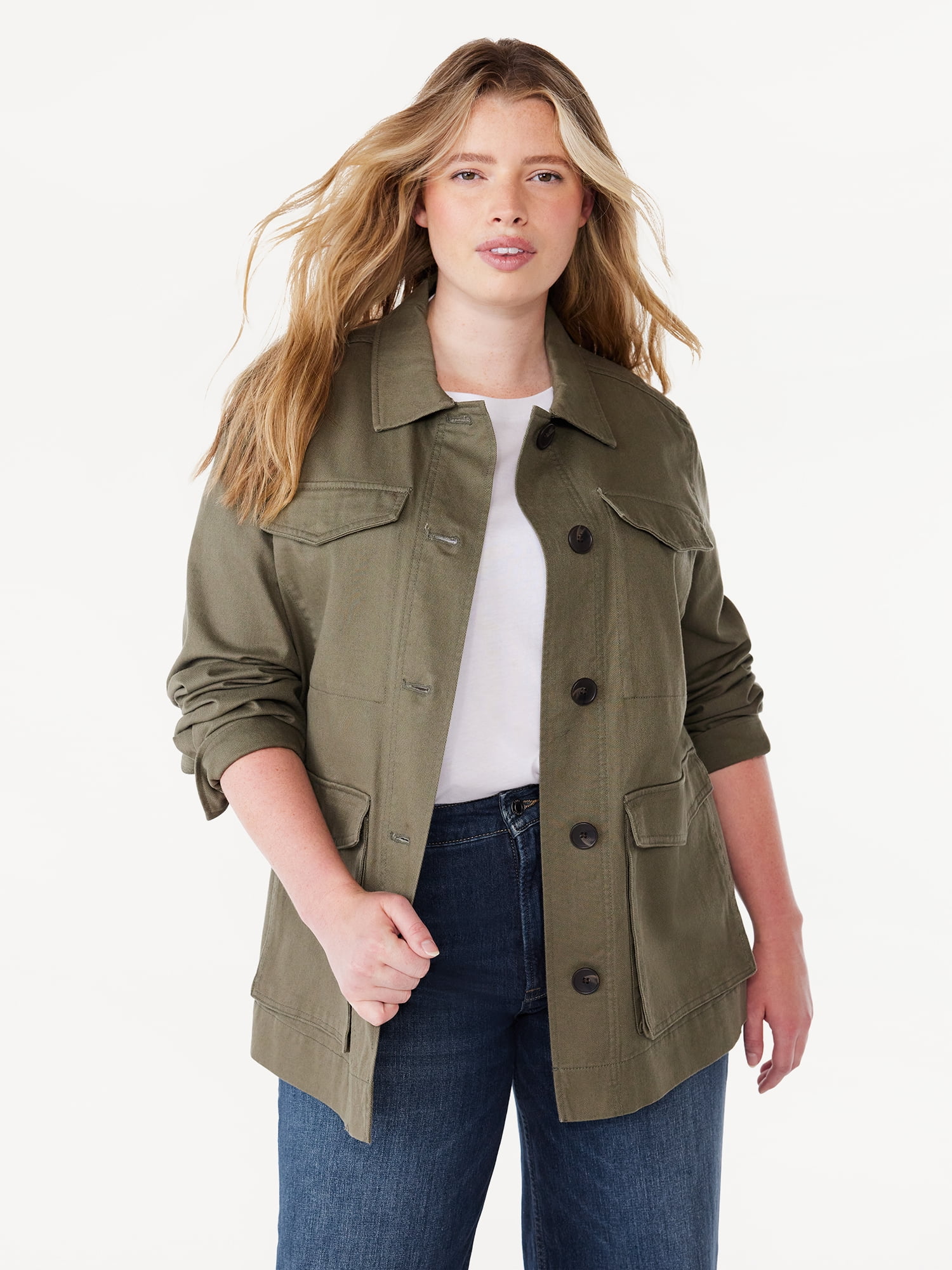 Jacket Outfit Twill Jacket Oversized Utility Jacket Women's Old
