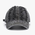 thumbnail image 2 of vigerkar Trendy Washed Distressed Baseball Vintage Cotton Canvas Unstructured Dad Hat Headwear Men Women (Black, One Size), 2 of 2