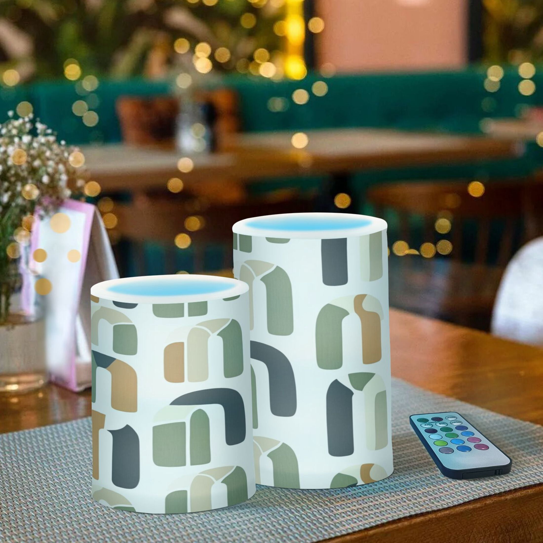 2 PCS Flameless Candles with Remote Timer LED Battery Operated Flickering Candle Light for Wedding Table Home Decoration Gifts Arch Motif