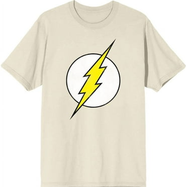 The Flash Thunderbolt Logo Men's Natural Crew Neck Short Sleeve Tee-Small