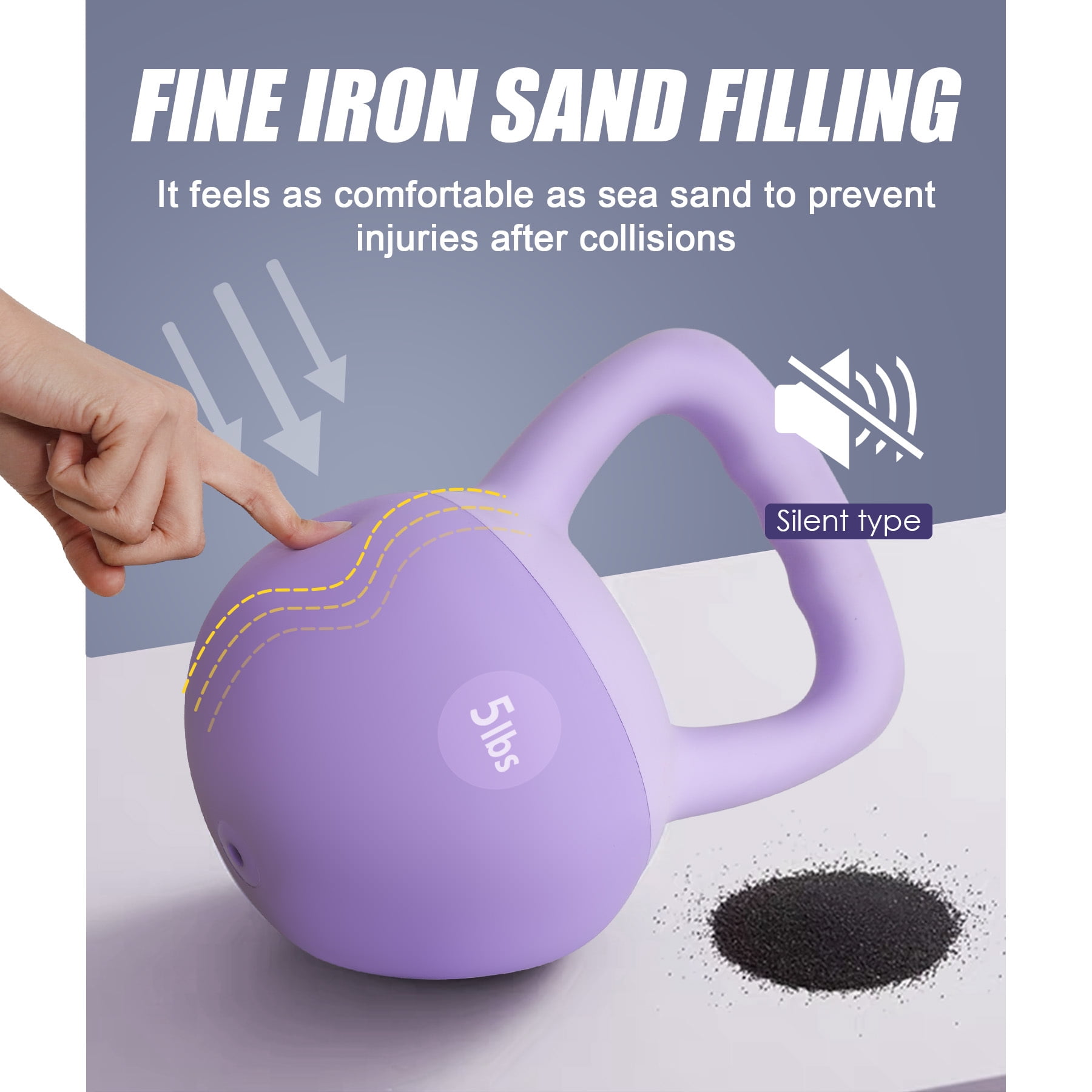 SogesPower Soft Kettlebells,Iron Sand Filled Weights Strength Training Kettlebells,Shock-Proof Weights and Wide-Grip Handle,Fitness Soft Kettlebells for Women Men,Home Gym Kettlebells,Purple,5LBS