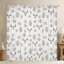 jejeloiu Brown Bull Skull Curtains Pack of 2 (42x84 Each),Country Farmhouse Lodge Curtains Blackout,Rustic Hunting Animals Bedroom Curtains For Teens,Luxury Bedroom Decor