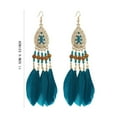 thumbnail image 2 of BNNG Boho Chic Feather Earrings Vintage Boho Drop Earrings Trendy Tassel Drop Earrings Feather Earrings Earrings Pendant Boho National Wind Long Tassel Ear Decorated Hammered Metal Hoop Earrings, 2 of 4