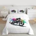 thumbnail image 2 of jejeloiu Speed Game Twin Comforter Sets,Racing Motor Biker Bedding Set For Men Women Reversible 2-Piece, 2 of 8