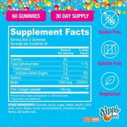 Dippin Dots Collagen + Biotin Pectin Gummies for Joints, Hair, Skin, and Nails, Raspberry Squish Flavor, 60 Count