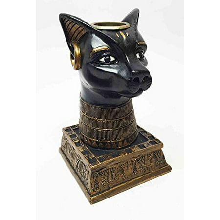 Ancient Egyptian Sculptures - ANCIENT EGYPTIAN GODDESS BASTET DEITY CANDLE HOLDER RESIN FIGURINE SCULPTURE
