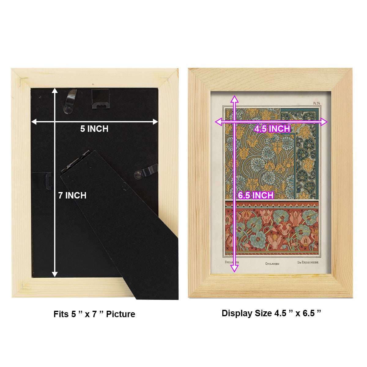 Nouveau Decorative I - Framed Print w/glass - Natural Wood