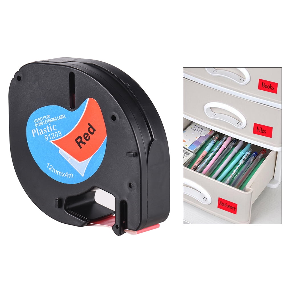 Labeling Tape 91203 SelfAdhesive Refills Black Print on Red 1/2 Inch