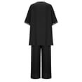 thumbnail image 4 of hotojiny Women's Chiffon 2 Piece Set Plus Size Dressy Wedding Guest Outfit Sequin Patchwork 3/4 Sleeve Tops Wide Leg Flow Capris, 4 of 6