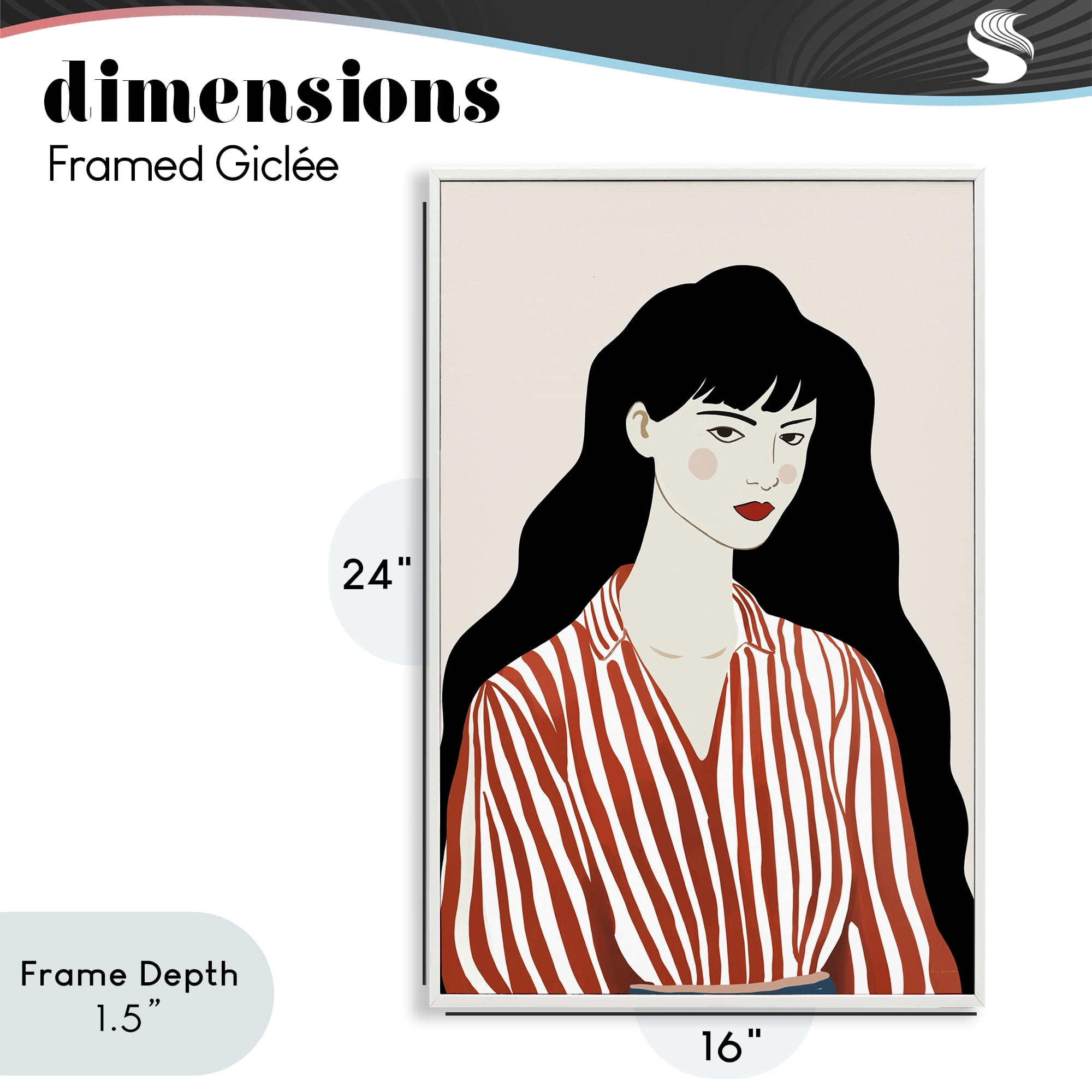Stupell Industries Woman in Striped Blouse White Framed Giclee Art, design by Omar Escalante