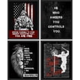 thumbnail image 3 of PixonSign Framed Wall Art, American Flag Lion Inspirational Print, Adhesive Canvas Posters, Set of 4 Boy's Bedroom Illustration Wall Decor Prints, Contemporary Wall Décor - 8"x10" Black, 3 of 5