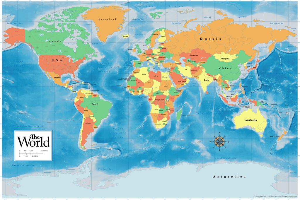 official 2021 world map classroom reference chart vibrant colors geography geographic chart updated educational miller projection countries geography chart earth cool wall decor art print poster 36x24 walmart com