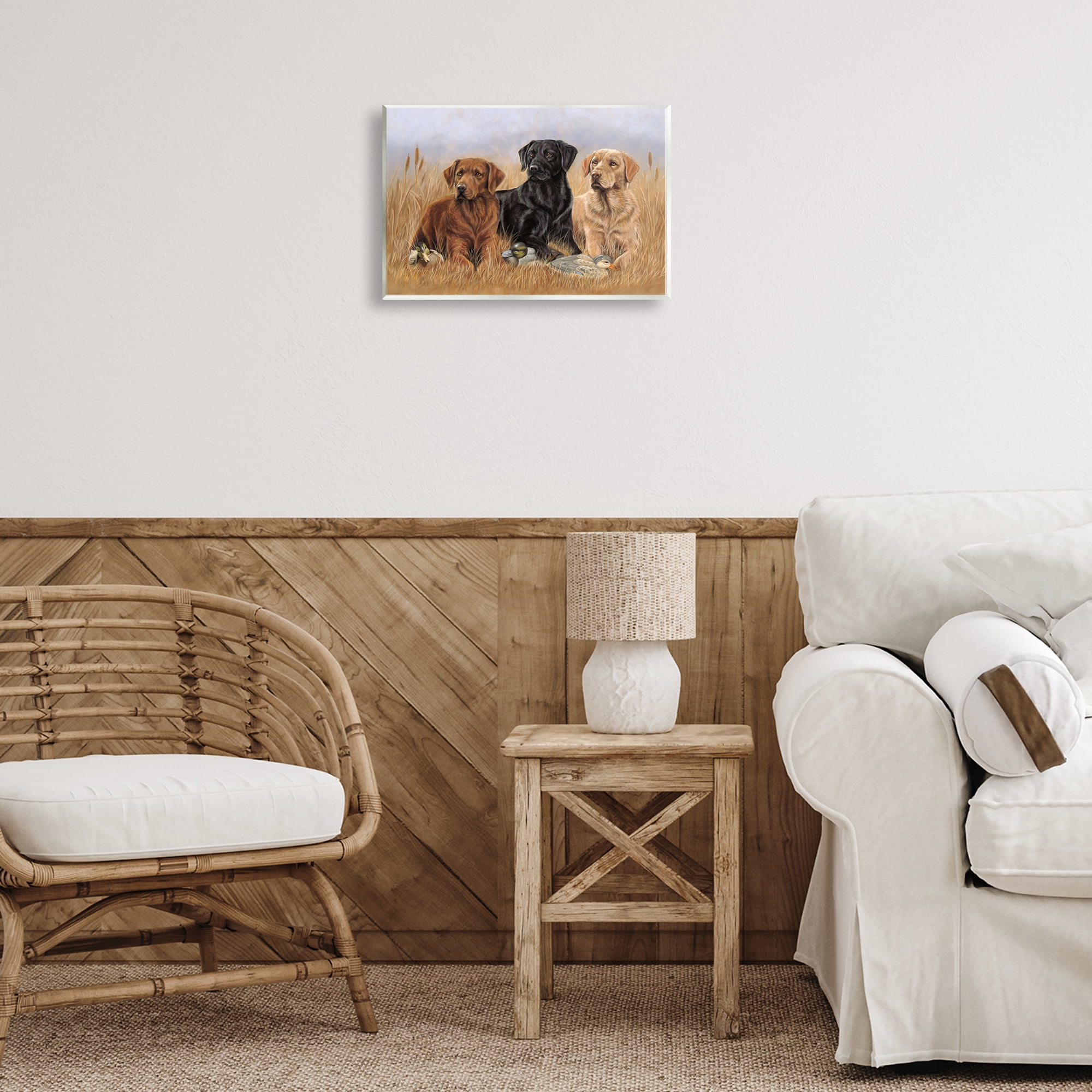 Stupell Industries Dog Trio & Ducks Animals & Insects Painting Unframed Art Print Wall Art, 15 x 10