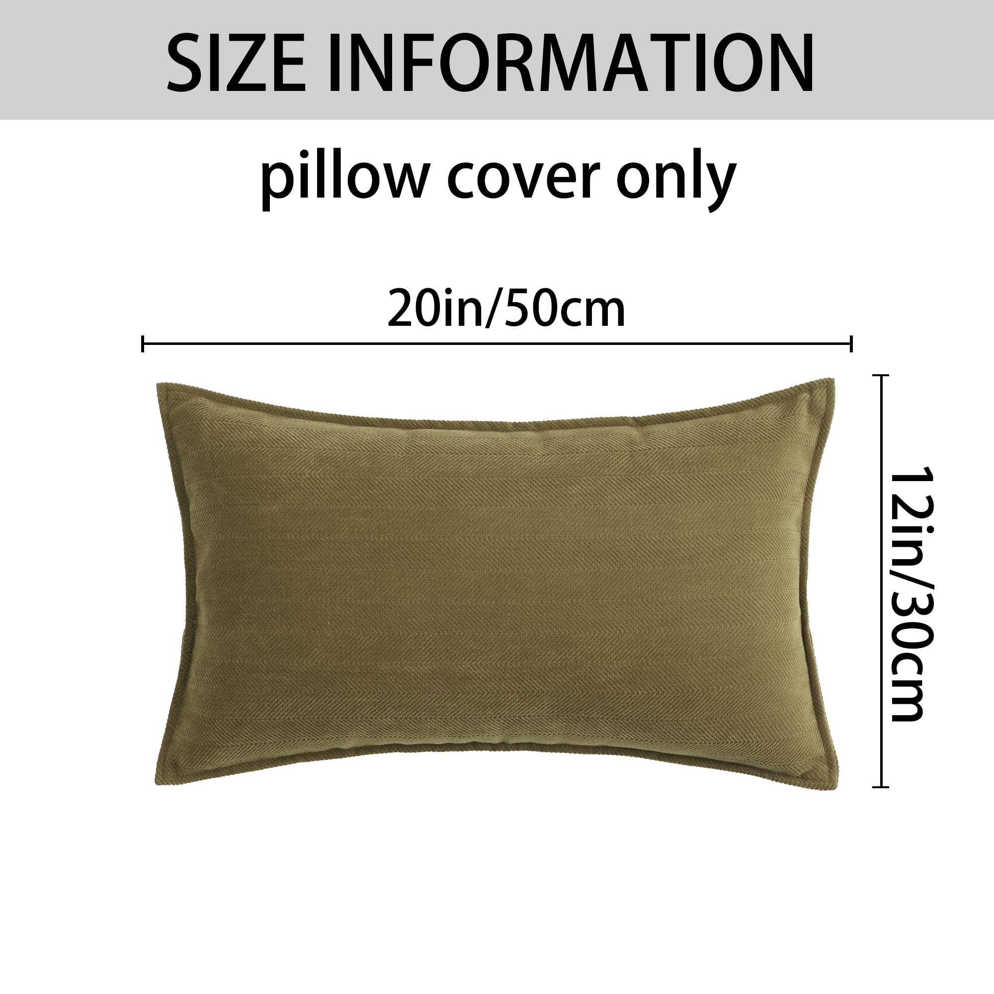 Unique Bargains 4 Pcs Soft Chenille Pillow Covers 12" x 20" Green/Beige